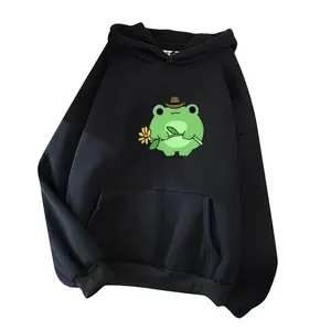 Cute Frog Hoodie for Teen Girls Kawaii Long Sleeve Graphic Sweatshirt with Hooded Fall Winter Pocket Tops for Everyday Wear