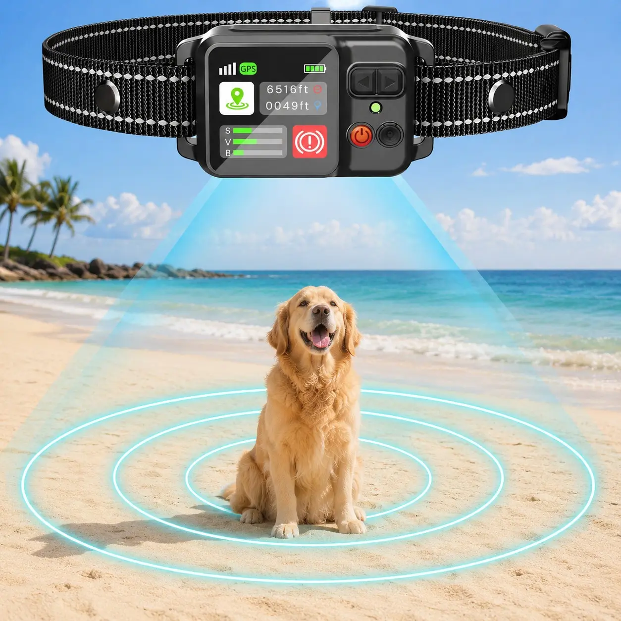 GPS Wireless Dog Fence System, Adjustable 49-6500ft Range, 3 Training Modes, Magnetic Charging, Waterproof, Suitable for All Sizes