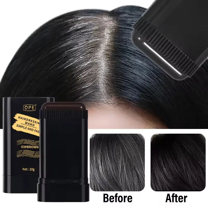 Portable Hair Dye Stick with Brush, Three Color Designs, Natural Look, Quick Coverage, Cover Gray Hair, Fashionable Styling Tool, Balayage highlight, Root Touch Up, Home Hair Coloring