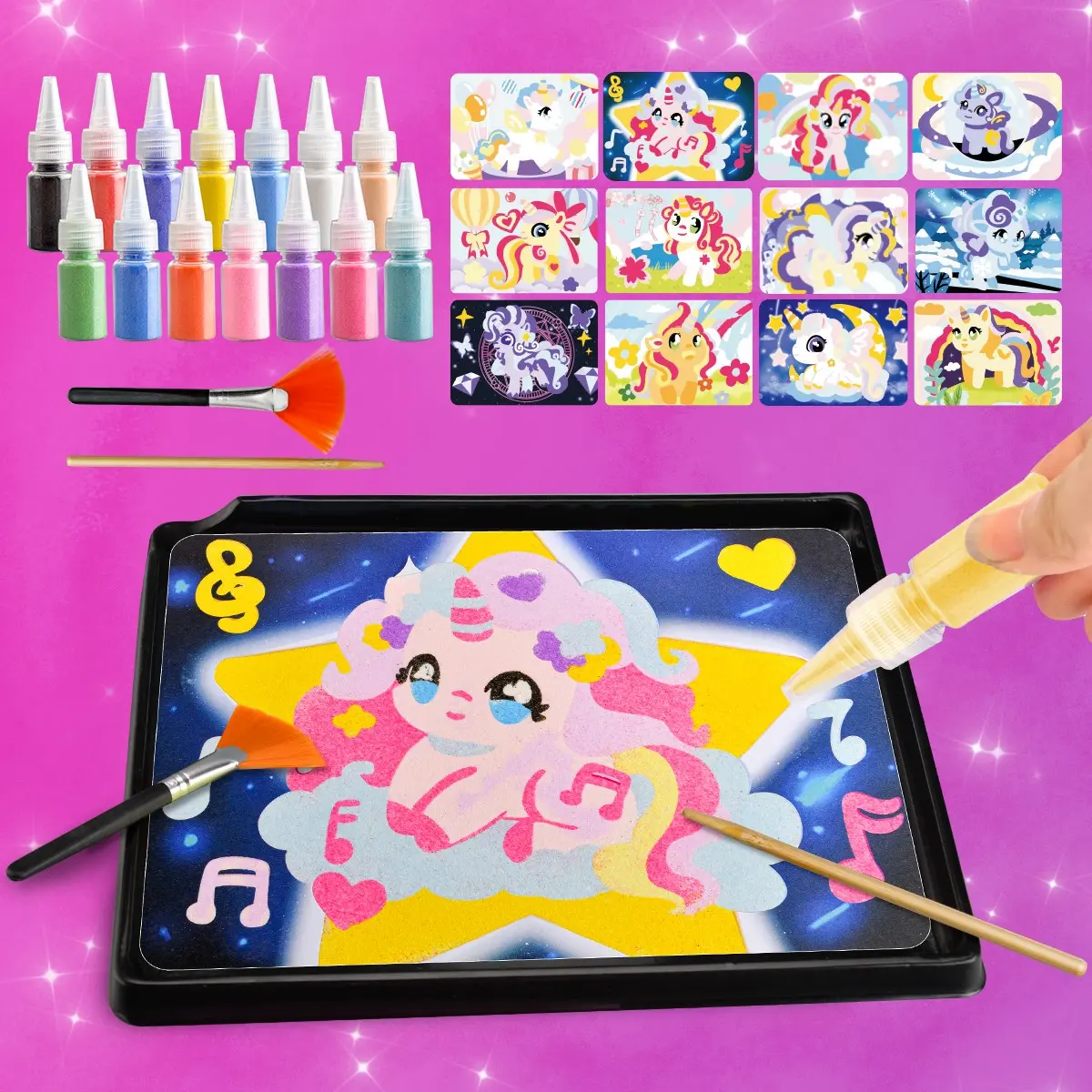 Colorful Sand Painting Kit for Kids, DIY Craft Set to Develop Patience and Focus, Educational Toy for Ages 3 and Up