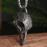 Retro Crow Skull Necklace Gothic Aesthetic 3D Animal Pendant Necklace Women Men Halloween Costume Jewelry Gifts Fashion Accessories Creative Gift Emo Jewelry