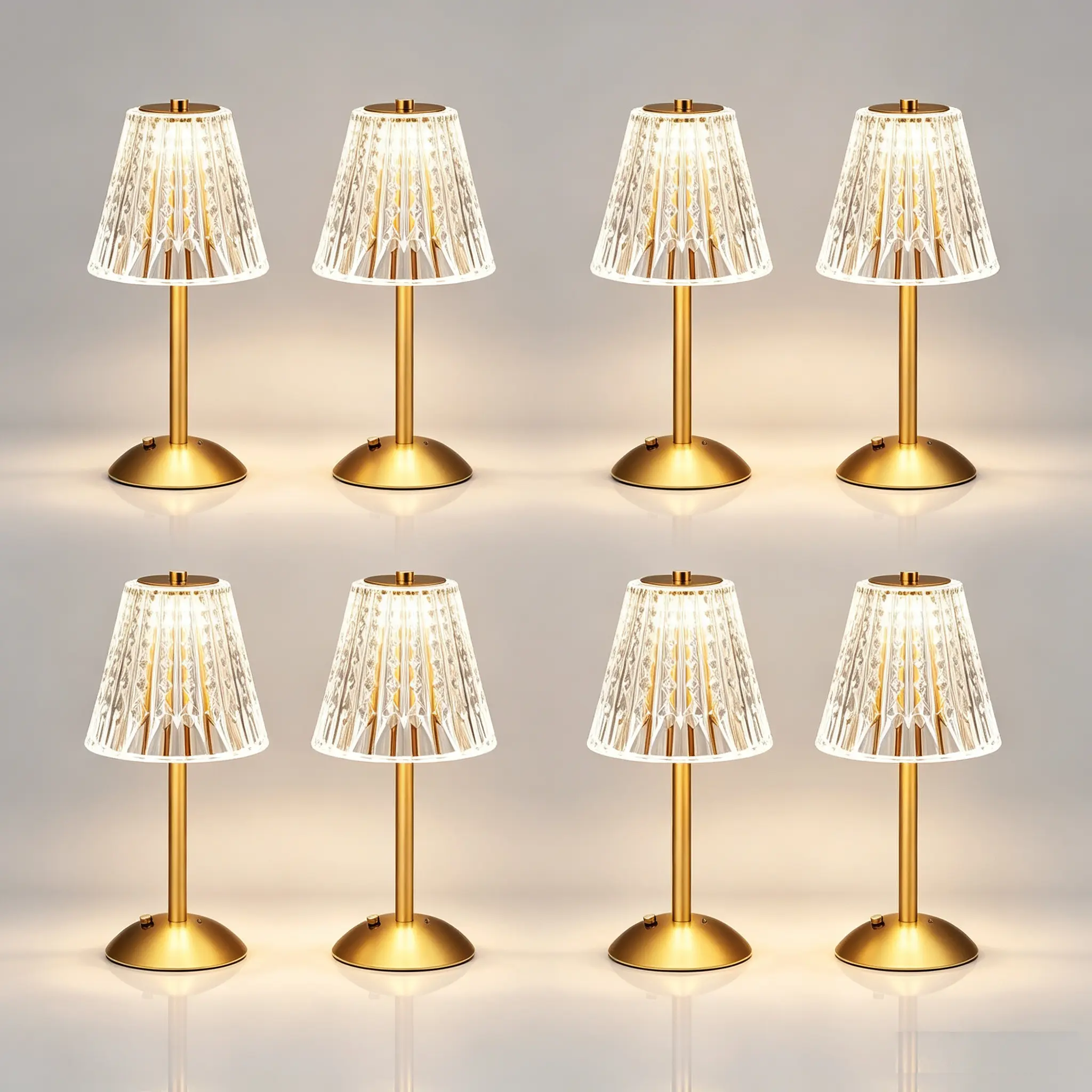 Cordless Table Lamp, Rechargeable Battery Operated Lamp, 3 Color Modes & Stepless Dimmable LED Touch Lamp, Portable Crystal Gold Metal Beside Lamps for Bedroom Living Room Restaurant Outdoor