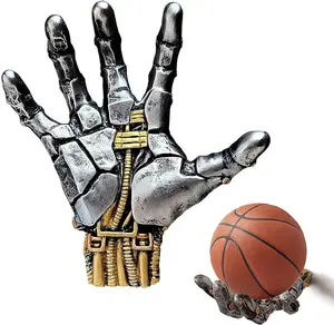 Basketball Holder, Hand Sculpture Ball Holder Wall Mount Art Decor Stand Basketball Storage Rack Organizer Display Case Man Cave for Football Soccer Gifts for Him Men Boys Gamers