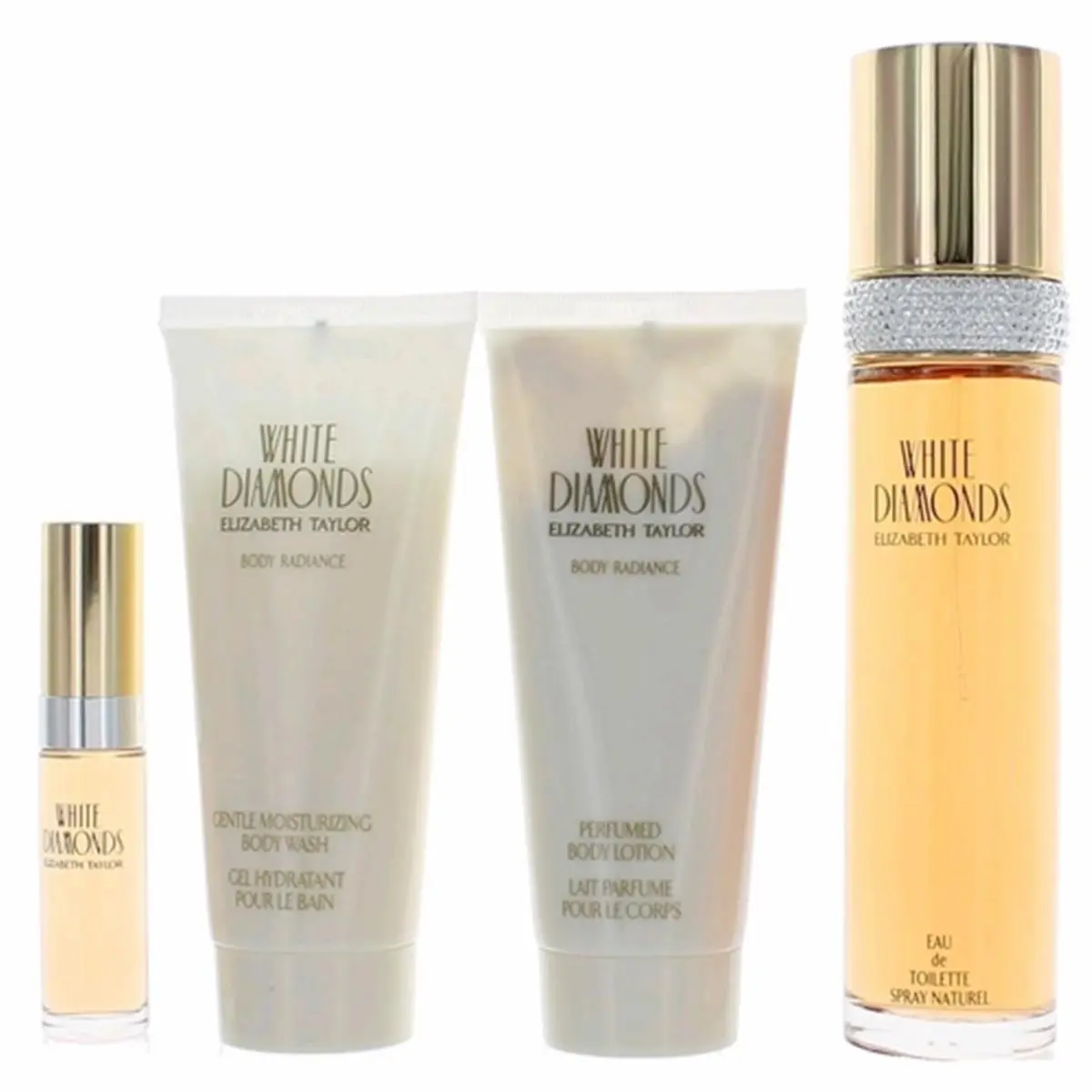 212 MAIN White Diamonds Women's 3.4oz 4-Piece Fragrance Discovery Set - Perfume Kit with Sheer Floral Fragrance, Aldehydes Top Notes and Elegant Vintage Nuance