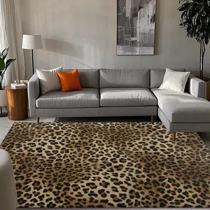 Leopard Print Floor Mat, Non-slip Soft Floor Carpet, Decorative Area Rug for Home Living Room Bedroom, Vanity Decor Accessories, Animal Print Rug