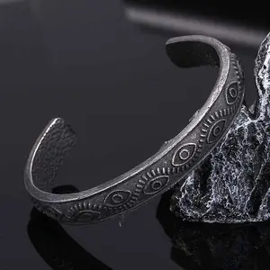 GTHIC Vintage Devil Eye Stainless Steel Cuff Bracelet Mysterious Gothic Jewelry for Men and Women Birthday Gift
