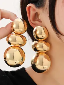 Large gold ball earrings Punk, heavy metal style geometric round design irregular retro temperament thick pendant oversized daily party earrings for women Bold Earrings Vintage Earrings