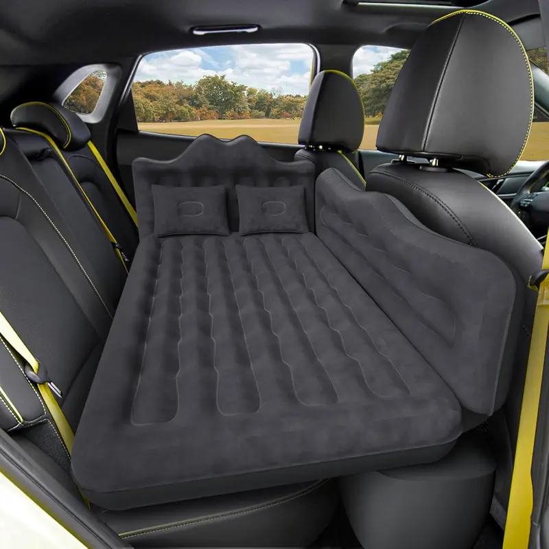 Car Inflatable Airbed Camping Equipment - Back Seat Air Mattress with Upgraded Wear-Resistant Pongee Bottom, Portable Inflatable Sleeping Mats, 2 Pillows & Air Pump, Fits Sedan/Truck/SUV, Unique Camping Gear toolupgrade