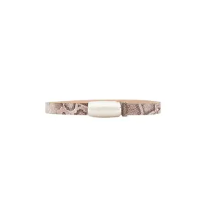 L'AGENCE Marlow Leather Belt in Blush Snake