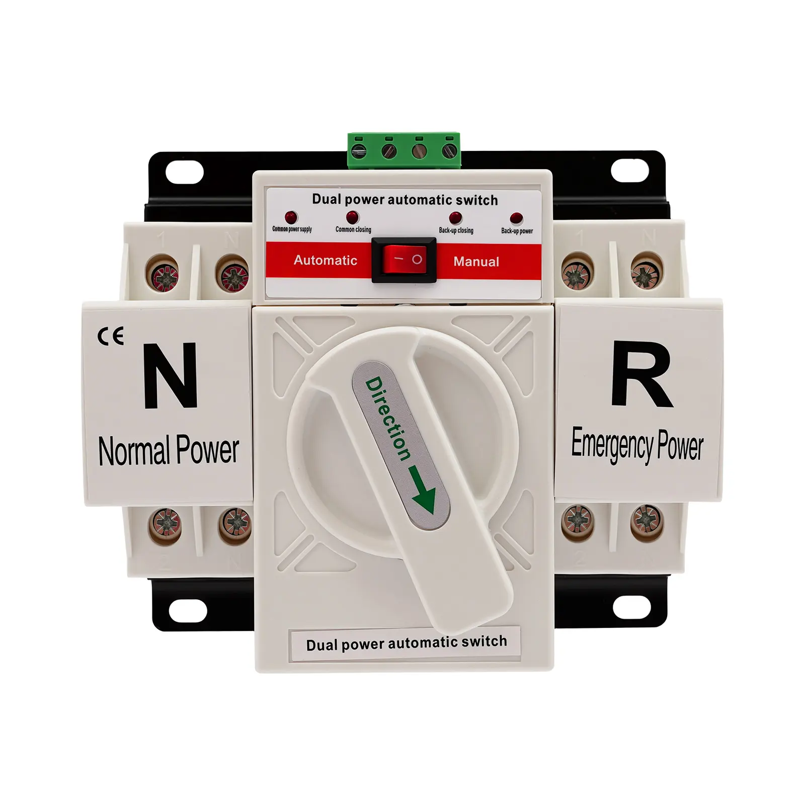 63A 2P Dual-Power Automatic Transfer Switch with Auto/Manual Operation & Fast Switching (≤2s), Overvoltage/Overcurrent/Overheat/Short Circuit Protection for Uninterruptible Power Supply in Home, Office, Hotel, Hospital, Shopping Mall