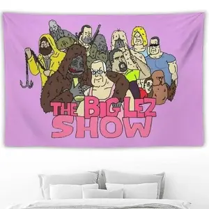 The Big Lez Show Picture Book - Humorous Bigfoot Banner Mural, 3x5ft, Pink Polyester Decorative Flag for Bedroom, College Dorm and Home Decor, Indoor/Outdoor