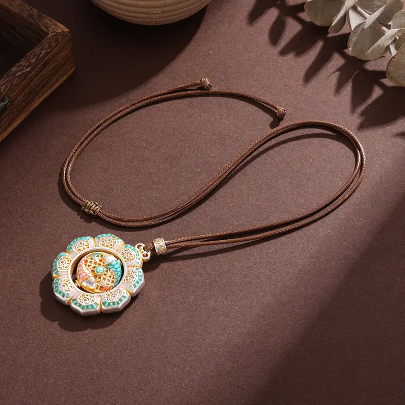 Filigree Enamel Spinning Koi Pendant | Good Luck and Wishes | Wealth and Longevity summerwins,summerwins