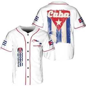 Personalized Cuba Baseball Jersey Shirt, Cuba Flag Jersey, Cuban Jersey for Men and Women, Cuba USA Flag T Shirt K Football Uniform Sportswear Top