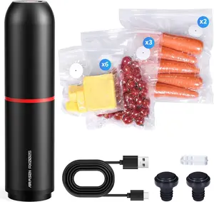 AIRMSEN Handheld Vacuum Sealer for Food Preservation & Storage, Portable Mini Vacuum Sealer with 11 PCS Reusable Sous Vide Bags and 2 PCS Vacuum Wine Sealer