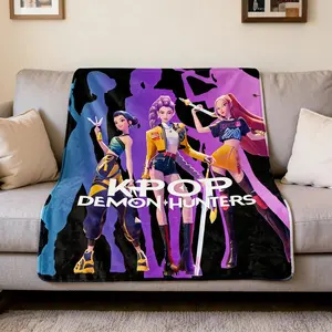 Kpop Demon Hunters Flannel Blanket, Soft Warm Fuzzy Plush Cozy Throw for Adults Kids, Bed Couch Sofa Travel Festival Gift
