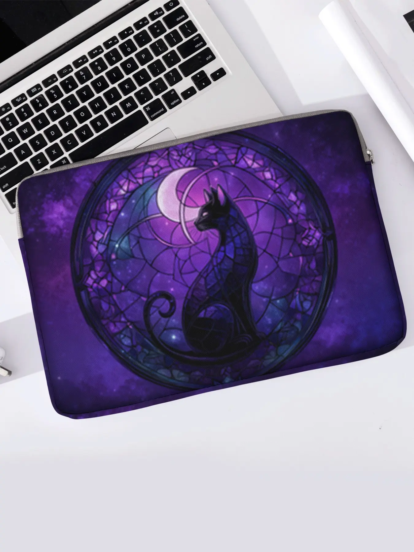 Cat Pattern Printed Laptop Bag, Soft Notebook Cover, Fits Laptops, Tablets, Zippered Storage Pouch, Casual Style, All Seasons, Laptop Sleeve