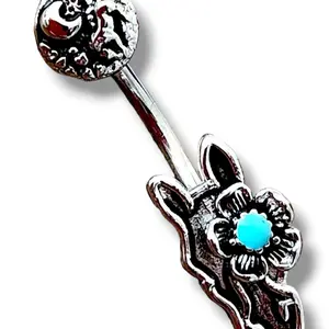 Floral Horse Belly Piercing with Decorative Flower Design