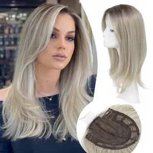 Ms Taj Hair Topper 18 Inch Hair Toppers for Women with Thinning Hair Long Layered 6.5"X6.5" Synthetic Toppers Hair Pieces for Women Fiber Wiglets Ladies