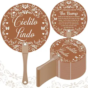50 Pcs Baby Shower Favors for Guests Mexican Baby Shower Plastic Hand Fans Papel Picado Round Double Sided Handheld Fans Cute Thank You Gifts for Gender Reveal Party Supplies