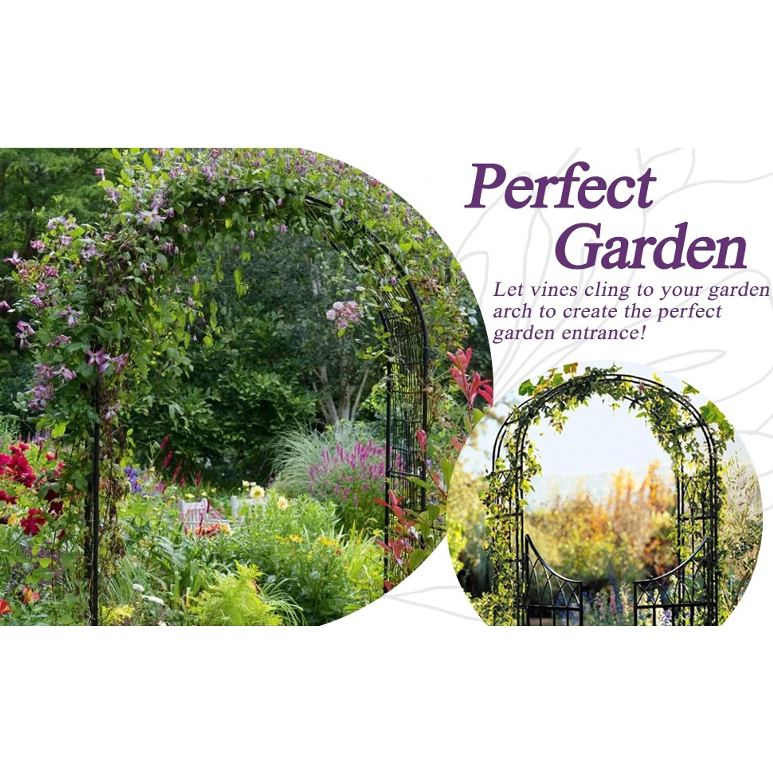 100% Metal Sturdy Large Outdoor Garden Arch Trellis for Climbing Plants, 4.6*7.8Ft Archway Frame, Garden Decor for Halloween, Birthday Party Events