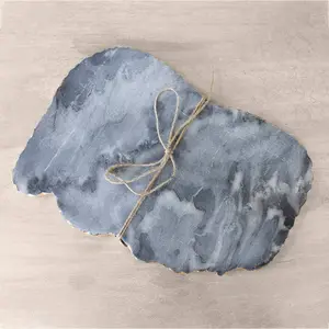 The Royal Standard - Metz Marble Serving Board   Gray/Gold   15x9.5x.5