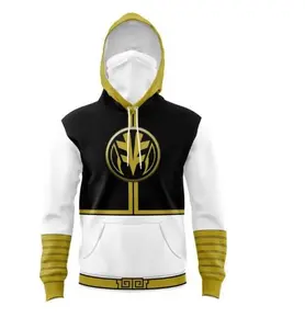 White Ranger Masked Hoodie - Mighty Morphin Power Rangers Anime Graphic Masked Sweatshirt Hoodies - Vintage Streetwear Hoodie - Casual Masked Sweatshirt Hoodies Outfits - Unisex - Trendy Sweatshirt Hoodie
