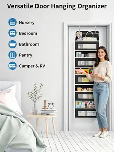 Over the Door Hanging Organizer with 5 Large Pockets, Premium Thick Fabric, Super Sturdy & Heavy Load-Bearing, Door Storage Organizer for Bedroom, Bathroom, Baby Nursery & Kitchen Pantry outdoorfun