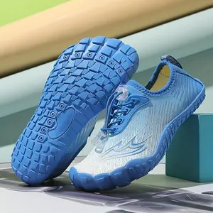 Youngsters'Quick-DryWaterShoes-Non-Slip,LightweightAquaSocksforBoys&Girls-PerfectforBeach,Pool,Hiking&OutdoorActivities-Blue&WhiteStripedDesignwithElasticBandClosure,YoungstersOutdoorShoes|SportyWaterShoes|Durab