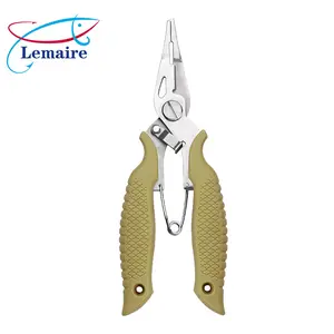 Professional saltwater fishing pliers | 3-in-1 braided line cutter + split ring opener + fish scale scraper | 316L medical steel, IPX8 certified | Anti-slip ergonomic grip for offshore fishing