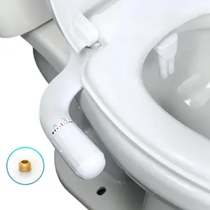Bidet Attachment for Toilet, Dual Retractable Nozzles, Stainless Steel Inlet, Non-Electric Ultra-Thin Bidet for Existing Toilets, Adjustable Water Pressure for Rear/Feminine Wash