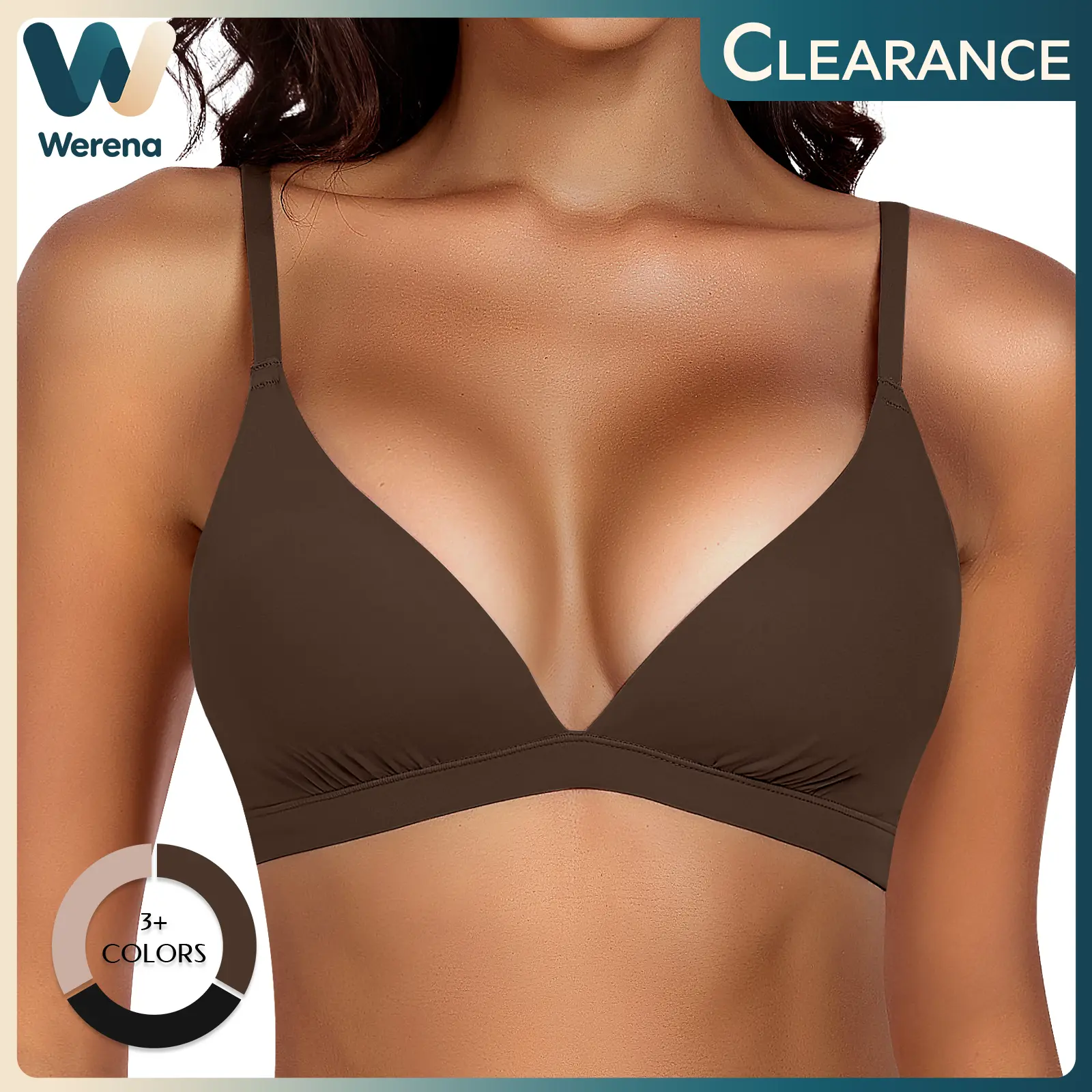 Werena Plunge Wireless Triangle Bralette for Women with Adjustable Straps Racerback Seamless Everyday Bra