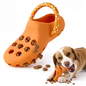 Slipper-Shaped Dog Treat Dispenser Toy, Durable Chew Toy with Rope Handle food bowl
