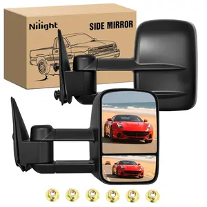 Nilight Towing Mirrors Manual Adjusted Flat Convex Glass Telescoping Folding Compatible With 1999-2002 Chevy Silverado GMC Sierra 1500 2500 3500 Suburban Tahoe Avalanche Yukon