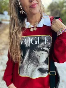Santa Vogue Holiday Crewneck Casual Womenswear