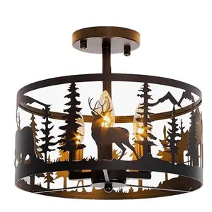 Rustic farmhouse ceiling light with design