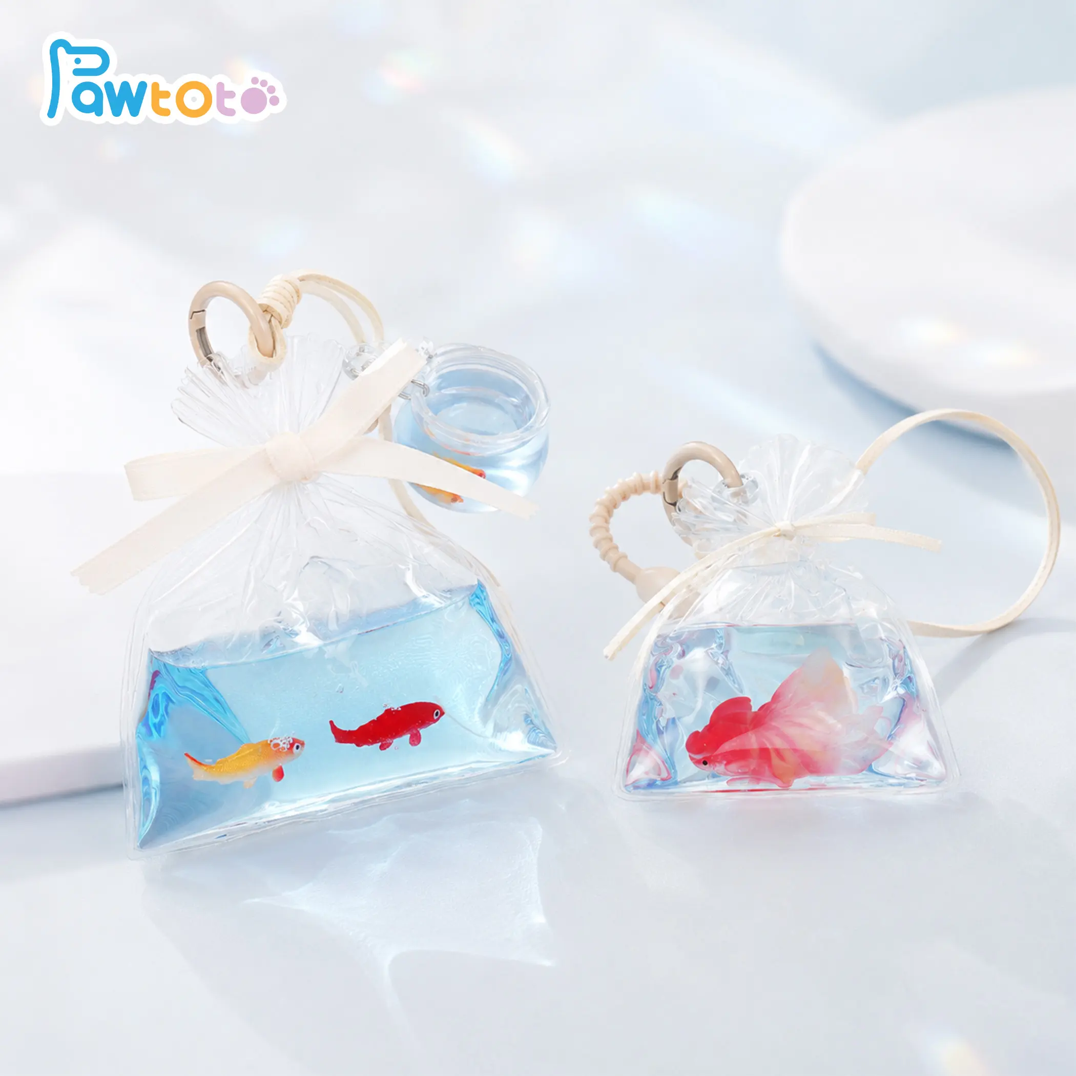 Pawtoto Golden Fish Red Soft Fidget Squishies - Handmade Food Grade Silicone Stress Ball, Desk Companion, Summer Office Stationery Gift for Relaxation
