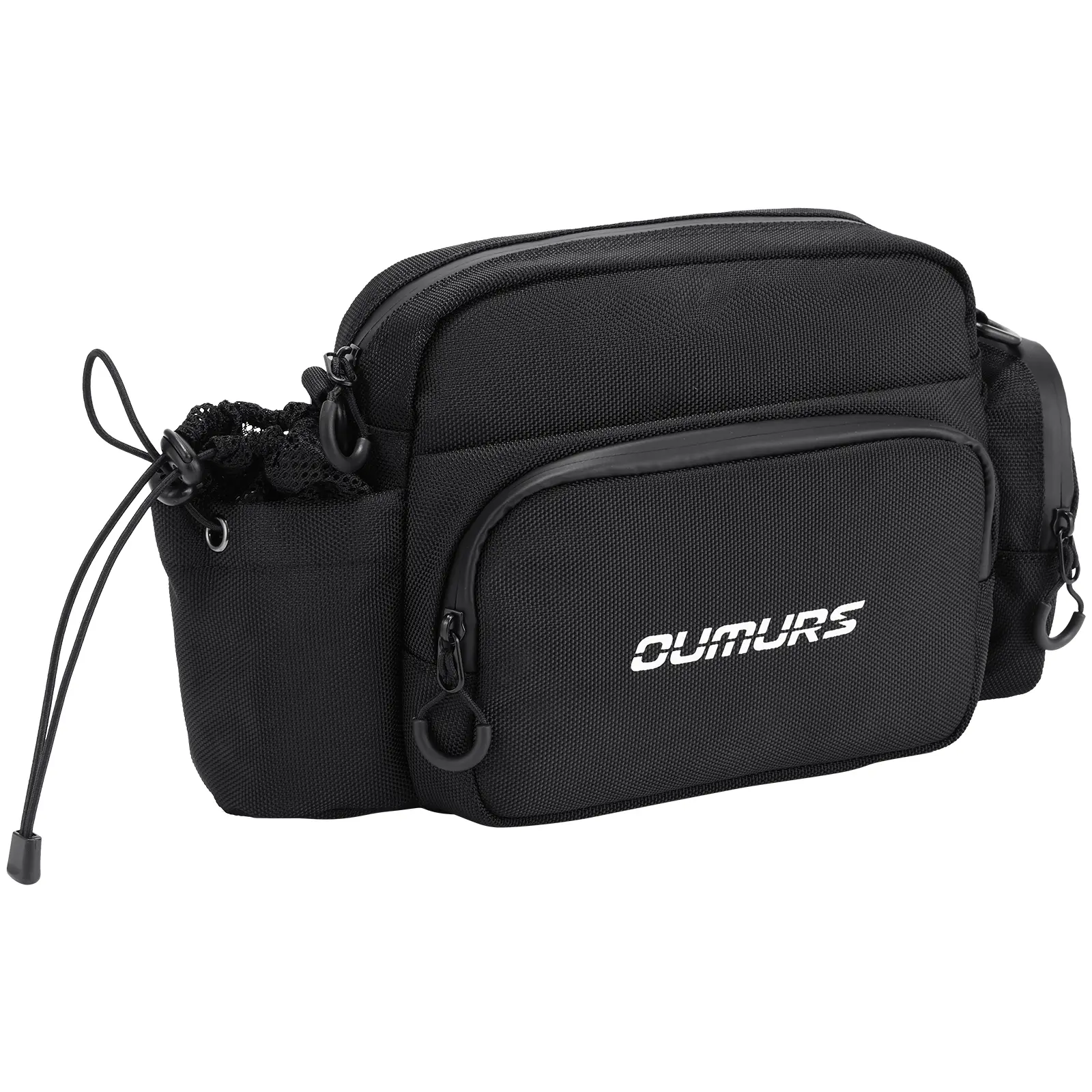 Oumurs Universal 1680D Motorcycle Handlebar Bag Water-resistant Sissy Bar Bag Reflective Black Front Fork Storage Accessory Bag Fit For Motorbike Cruiser Softail Dyna Sportsters Dirt Bike Bicycle