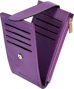 Women's RFID Slim Card Holder Wallet: Thin Bifold with Multi-Card Case & Zipper  Pocket Purse (Deep Purple)