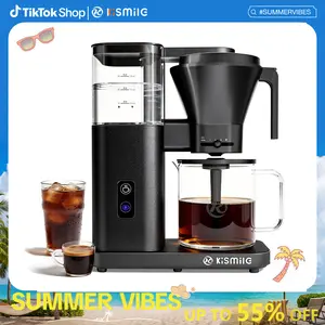 Kismile Pour Over Coffee Maker, 8 Cup Coffee Machine with 3s Instant Heat 197-205℉,Deep Cold Brew & Keep Warm 40 Min,Brew Smooth, Barista-Quality Coffee without Bitterness,BPA-Free PFAS-Free