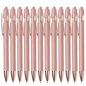Metal Ballpoint Pen, 12pcs/set 1.0mm Black Ink Smooth Writing Pen, Inspirational Metal Pens, Stationery Supplies for Home School Office Dormitory