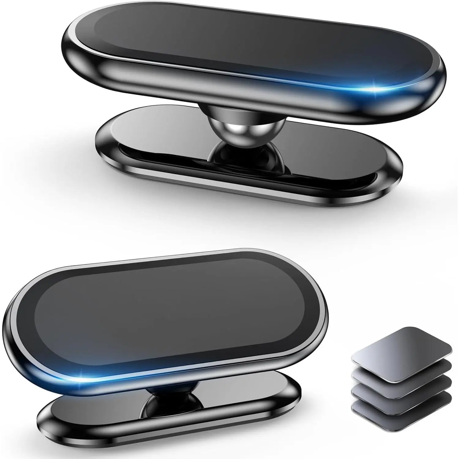 【2-PACK】Magnetic phone holder for car, [ Super Strong Magnet ] [ with 4 Metal Plate ] cell phone carmount for iPhone Magnetic [ 360° Rotation ] Universal Dashboard adhesive Car Magnetic Phone Mount