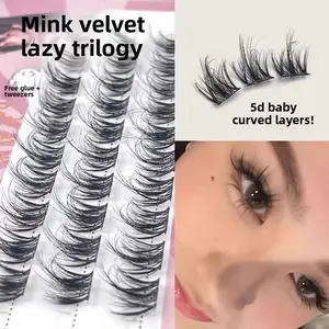 Sulan Mink Fur False Eyelashes 5D Baby Curved Layered Messy Lazy Trilogy Natural Simulation Single Cluster Juye Sheng Makeup Cosmetic