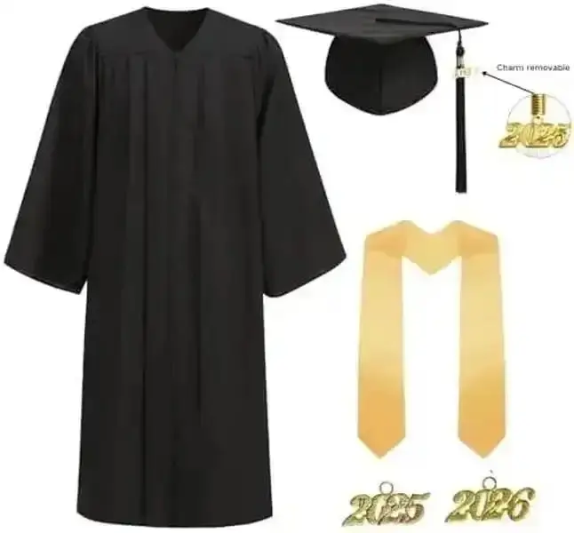 Matte Graduation Cap and Gown 2026 Set with Tassel Adult Unisex High School College Bachelor Robe Costume Blouse Loose Fit Office Wear Mini Skirt Commuter Essential Coat Knitwear Cargo Pants Summer Fashion Bottoms