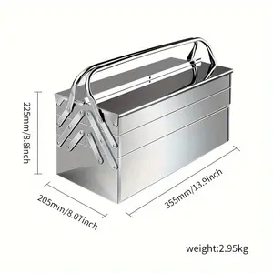 OUDISI Stainless Steel Portable Toolbox - 1-Piece Tools Organizer with Rust-Proof, Scratch-Resistant Coating, 3-Layer Large Capacity, Foldable Multi-Functional Storage, No-Assembly Home Organization Solution