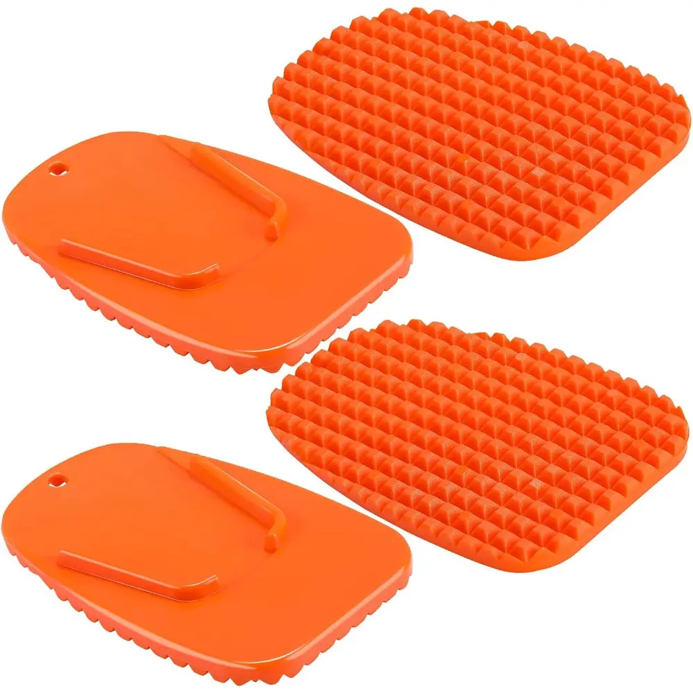 4 Pieces Orange Kickstand, Foot Support Plate for Motorcycle, Motor Bike-Anti Slip Plate, Parking Accessory for Snow, Slippery Road, Hot Road, Grass, Sand