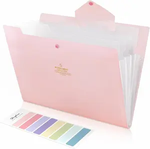 Accordion File Organizer, File Folders with 5 Pockets, Portable Document Organizer, Pink School Office Supplies