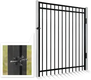 Fencer Wire Heavy Duty Flat Top Fence Gate, 5FT Width Outdoor Fence Gate, Outdoor Anti-Rust Metal Steel Gate for Fencing Barrier, Decorative Garden Gate with Gate Lock