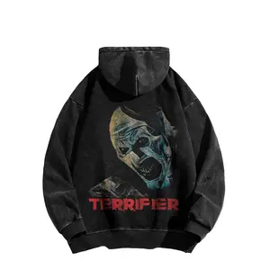 Art - Horror Clown | Heavyweight Retro Hoodie, Themed Washed American Style Hoodie, Made in the USA | Premium 100% Cotton Streetwear Hoodie | Relaxed Fit