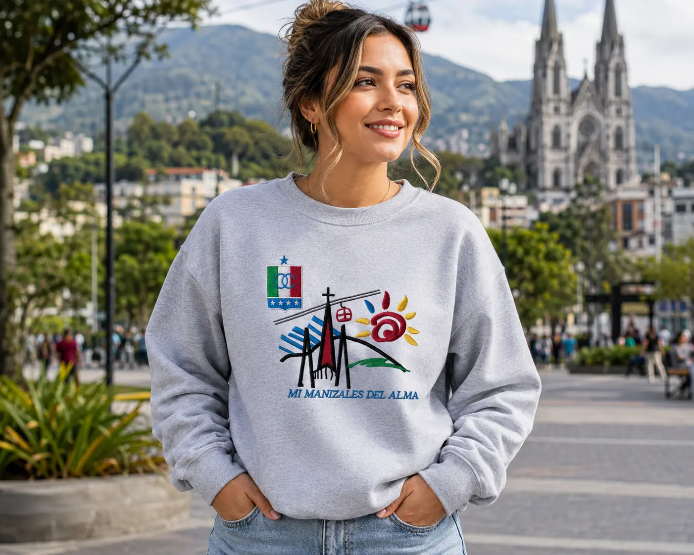 Mi Manizales del Alma Embroidered Sweatshirt | Colombia Heritage Crewneck | Unisex Gift