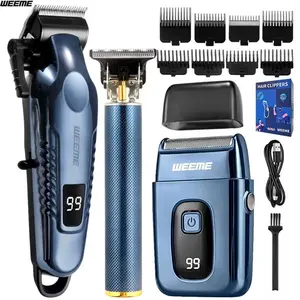 WEEME Men's Hair Clipper And Shaver Set, Rechargeable Hair Trimmer, Abs Body, Professional Haircut Kit, Bathroom Supplies, Bathroom Hair Cutting Tool Set, Shaver Set, Ideal Gift For Father, Holiday Gift
